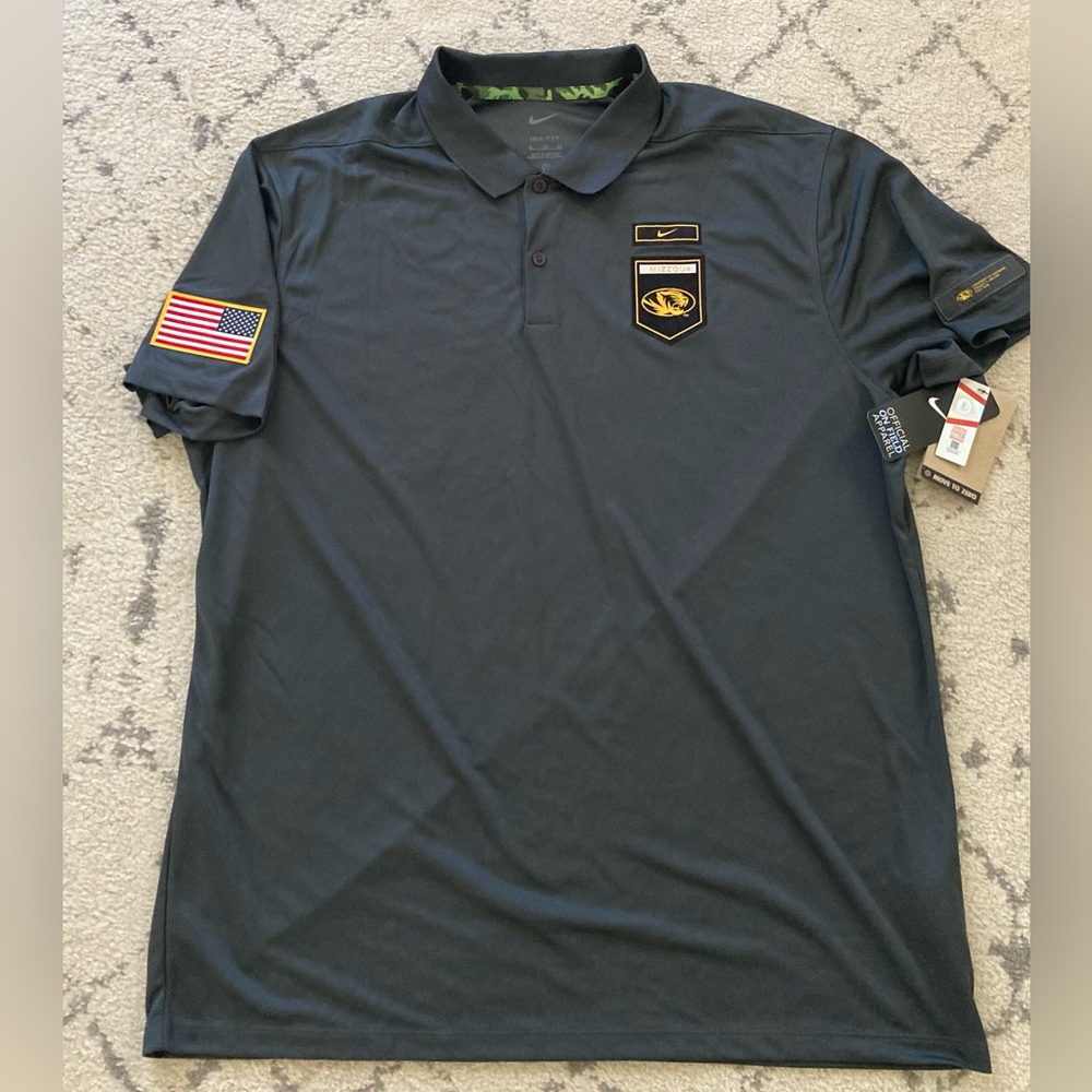 Nike Mizzou Tigers Football On Field Military Polo Mens DQ2186-060 Missouri